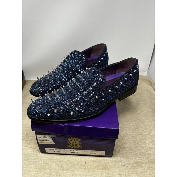 After Midnight Mens Blue Glitter Sparkle Spike Formal Dress Loafers Shoes 10.5 main image 5